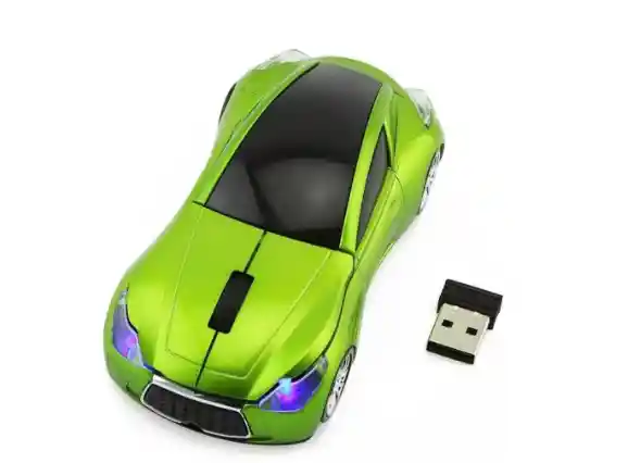 Mouse Óptico Inalámbrico Carro Deportivo Luz Stop VERDE