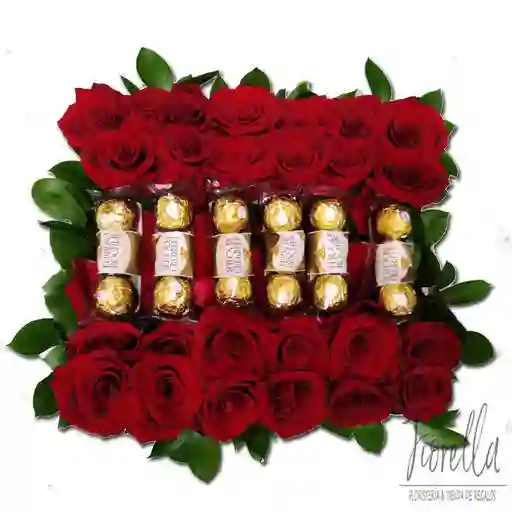 Caja De Rosas Premium Con Chocolatinas