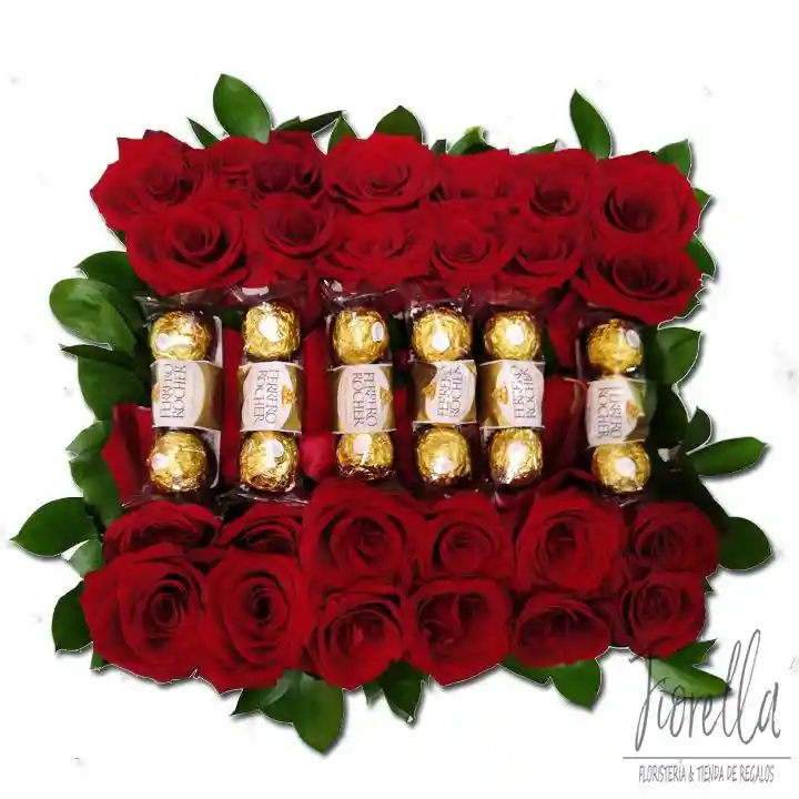 Caja De Rosas Premium Con Chocolatinas