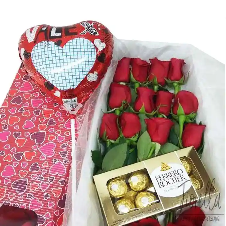 Chocolates Caja Con Rosas Y
