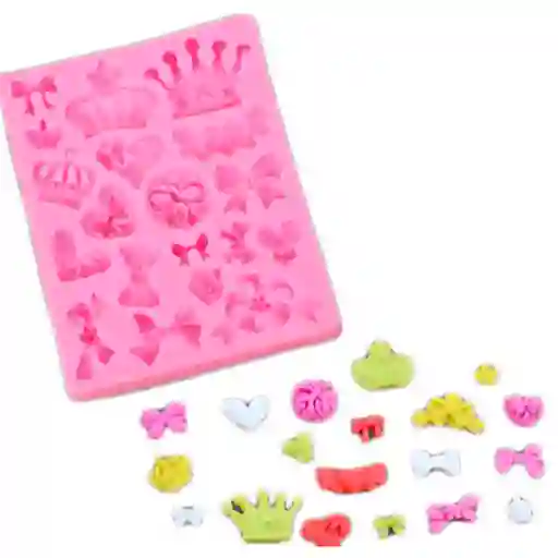 Fondant Molde De Silicón Para Coronas Moños Y Corazones De