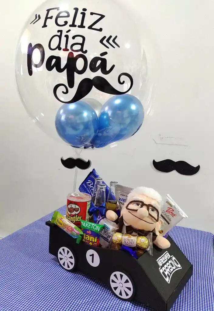 ANCHETA REGALO CARRO MADERA CON MUÑECO PARA PAPÁ
