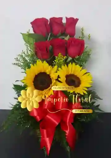 Arreglo De Rosas Y Girasoles 1