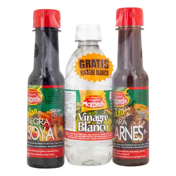   Mc Kondo  Salsa Negra + Salsa Para Carnes + Vinagre Blanco 