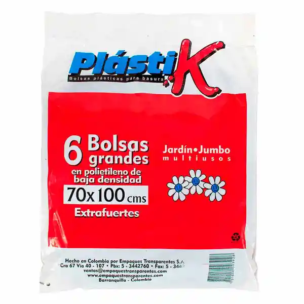 Plastik Bolsa Para la Basura Extrafina 70 x 100