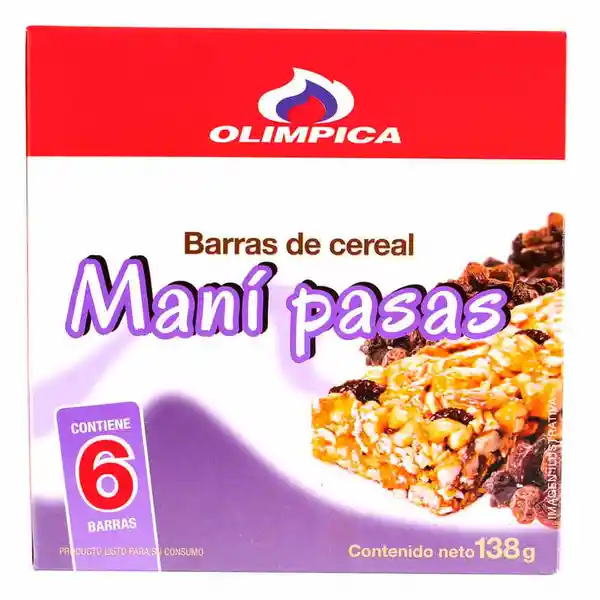 Olimpica Snack Cereal en Barra Con Uvas Pasas