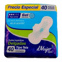 D´mujer toalla higienicas delgadas tipo tela con alas