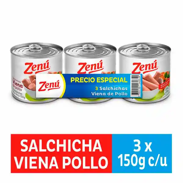 Zenú Salchicha Viena Pollo Pack 3