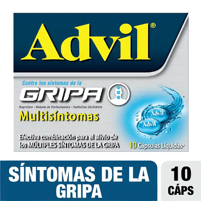 Advil Gripa, Alivio De Los Multisíntomas De La Gripa 10 Cáps