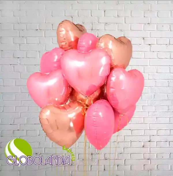 GLOBOS BUNCH BOUQUET FOIL FLAMINGO HEART (DESINFLADO)