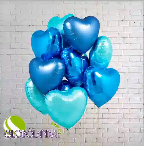 GLOBOS BUNCH BOUQUET FOIL OCEANO HEART (DESINFLADO)