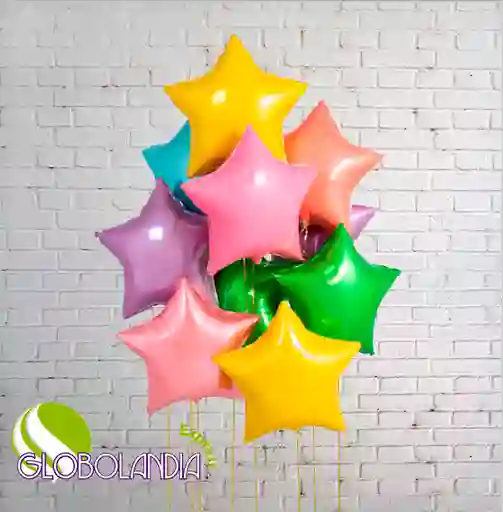 GLOBOS BUNCH BOUQUET FOIL PASTEL STAR (DESINFLADO)