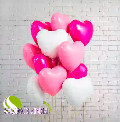 GLOBOS BUNCH BOUQUET FOIL ROSE HEART (DESINFLADO)