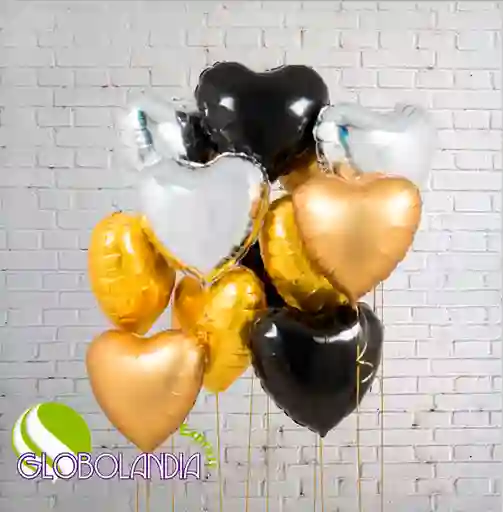 GLOBOS BUNCH BOUQUET FOIL GATSBY HEART (DESINFLADO)