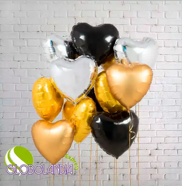 GLOBOS BUNCH BOUQUET FOIL GATSBY HEART (DESINFLADO)