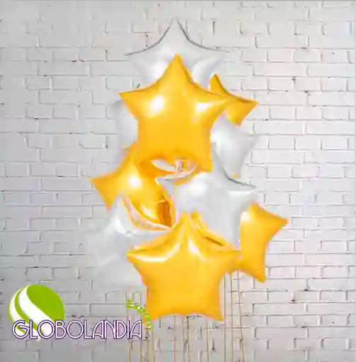 GLOBOS BUNCH BOUQUET FOIL LUXURY STAR (DESINFLADO)