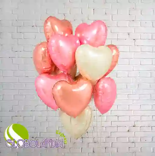 GLOBOS BUNCH BOUQUET FOIL PINKY HEART (DESINFLADO)