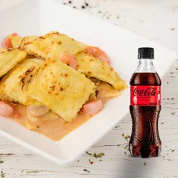 Ravioli de Camarón + Coca Cola