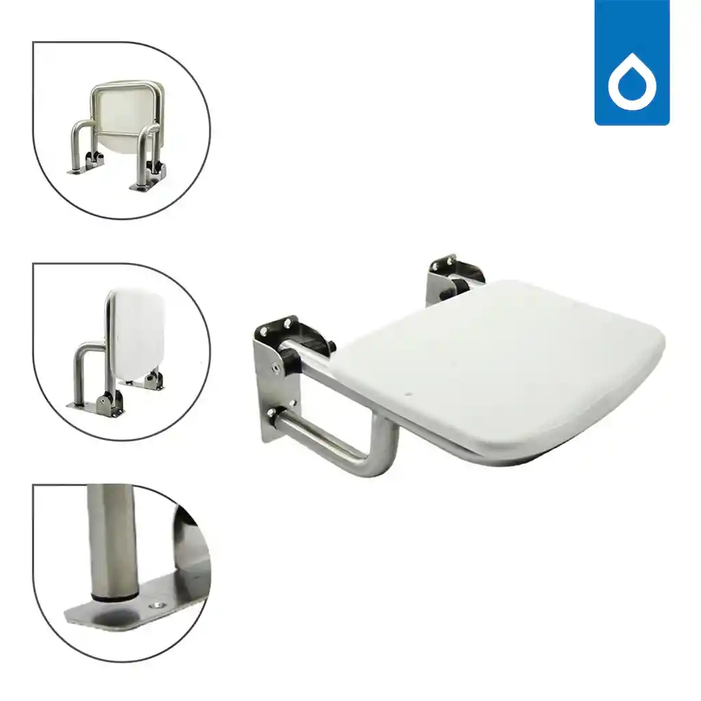 Silla Abatible Para Baño Blanca En Acero Inoxidable De Lujo