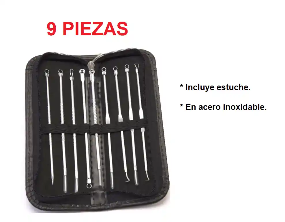 (SUGERIDO) EXTRACTOR ESPINILLAS PUNTOS NEGROS 9 PIEZAS ACNE
