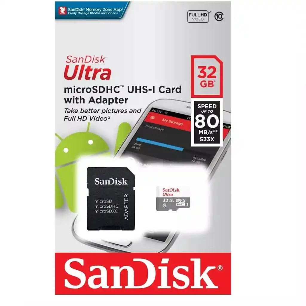 Sandisk Memoria Micro Sd 32 Gb Ultra 80 Mb Clase 10