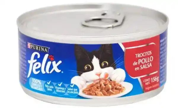 Felix Alimento Para Gato Húmedo Trocitos Pollo en Salsa 156 g