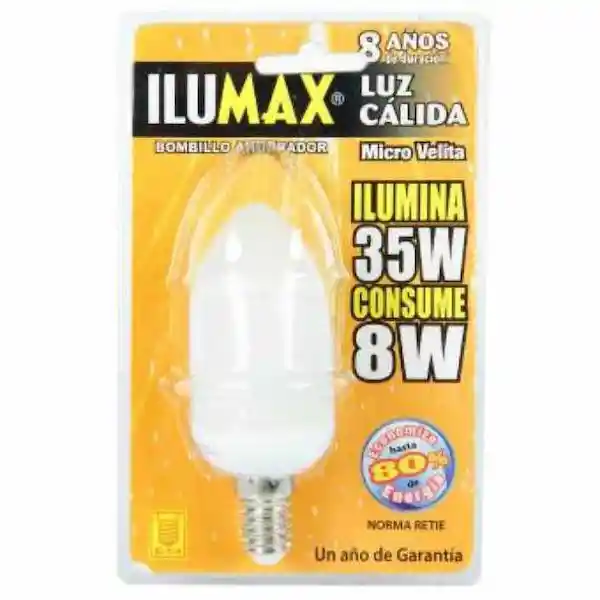 Ilumax Bombillo Ahorrador Vela 8W Blanco 01173