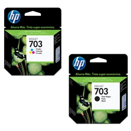 Hp Kit de Cartuchos de Tinta 703 Negro y Tricolor Original