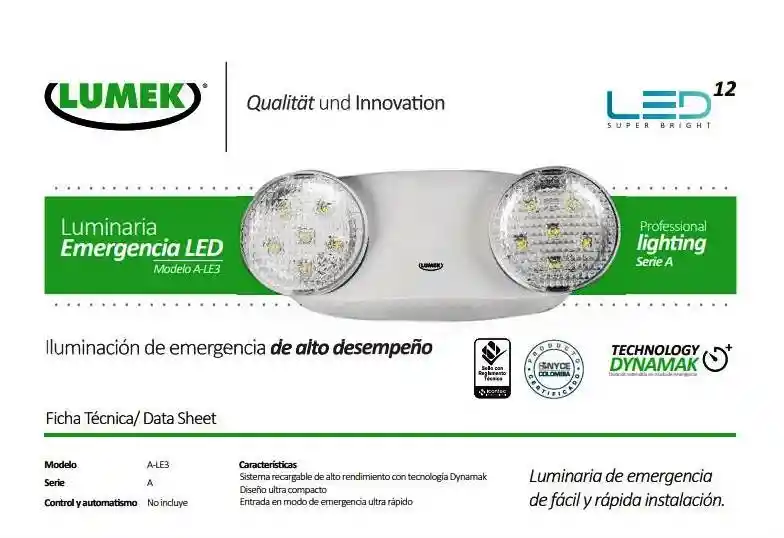 Lampara De Emergencia Led Recargable Duración 90 Minutos