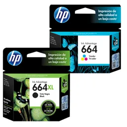 Hp Kit de Cartuchos de Tinta 664Xl Negro y 664 Tricolor Origina