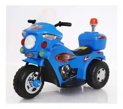 Moto Carro Recargable Eléctricas Montable Police AZUL