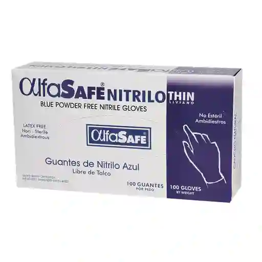 Alfa Safe Guante de Nitrilo Azul Talla M