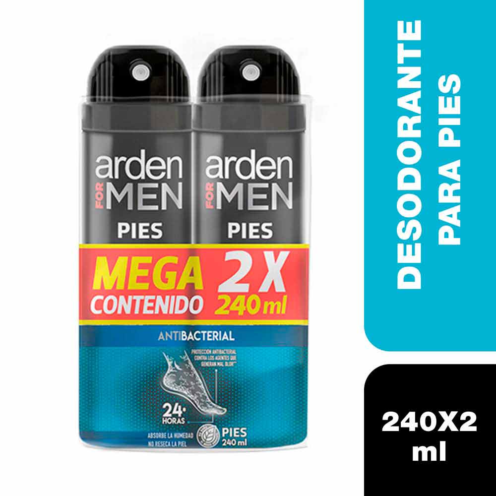 Arden For Men Desodorante para Pies Antibacterial en Spray 2 x 240 ml