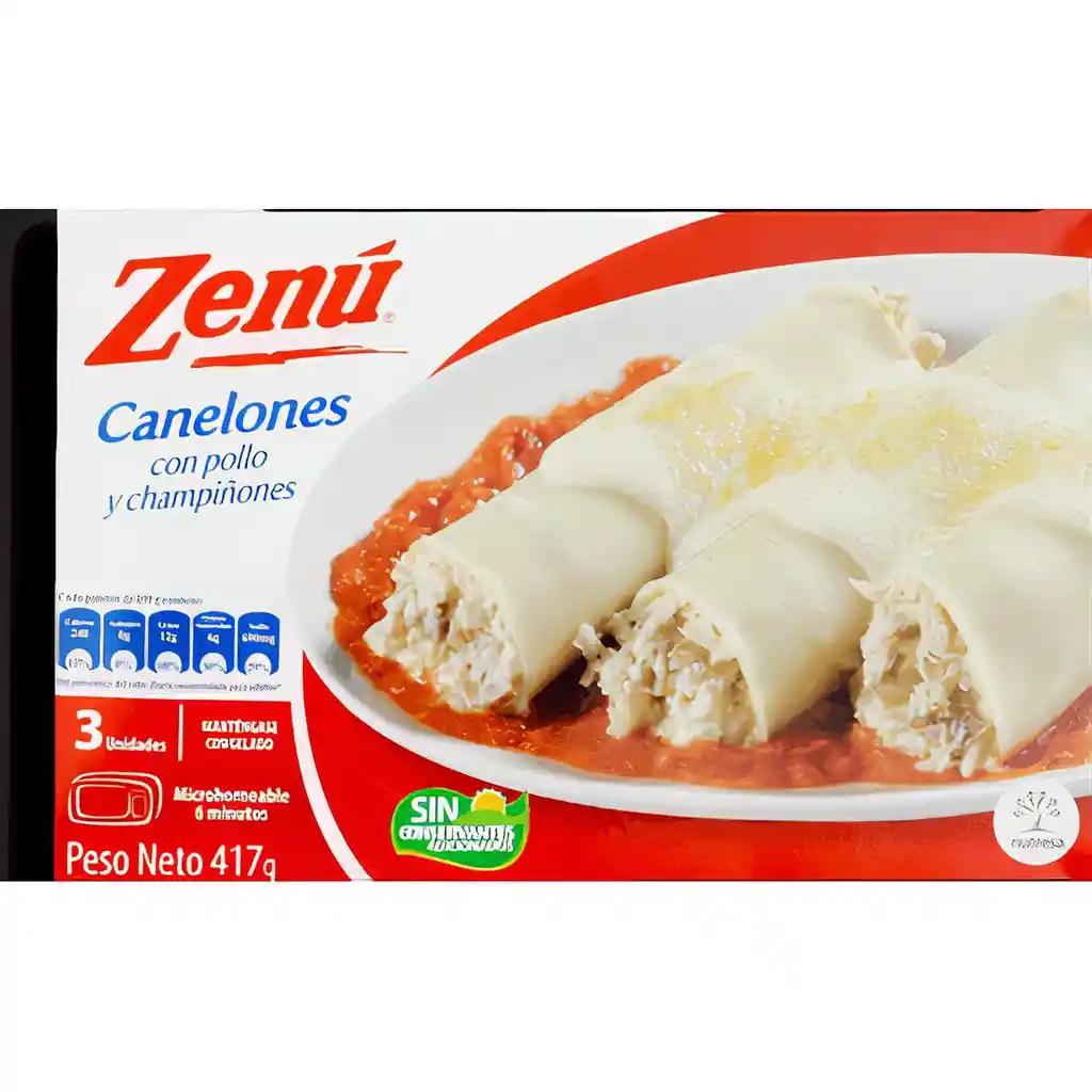 Zenú Canelones Con Pollo Y Champiñones 3 Unidades