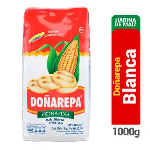 Doñarepa Harina de Maíz Blanco Extrafina