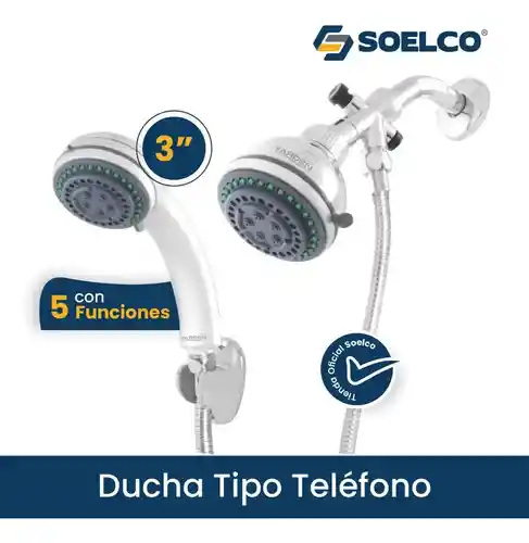 Yarden Ducha O Regadera Tipo Teléfono 5 Funciones Con Brazo 3