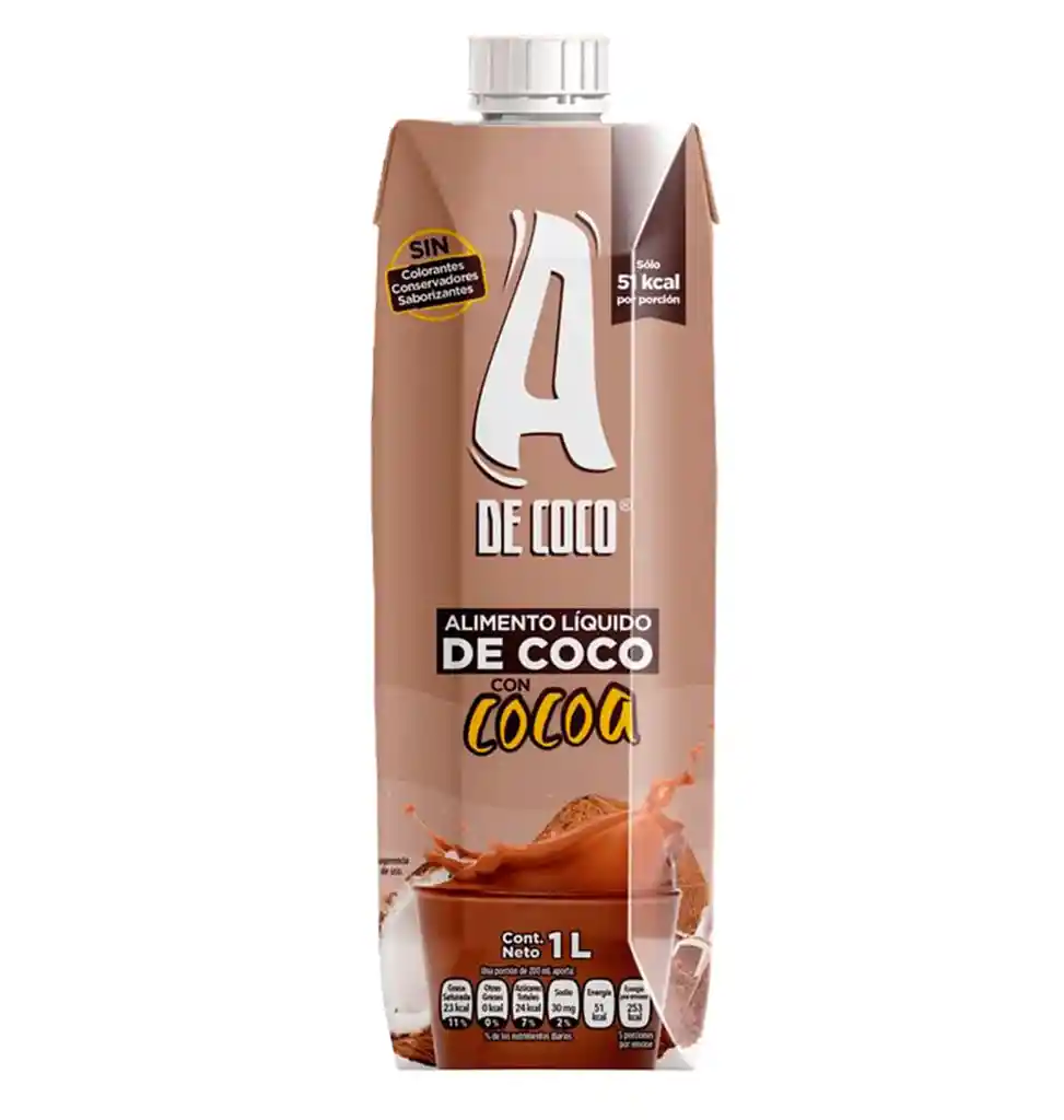 A de Coco Alimento Líquido de Coco con Cocoa
