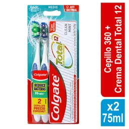 Colgate Cepillos 360° + Crema Dental Total 12