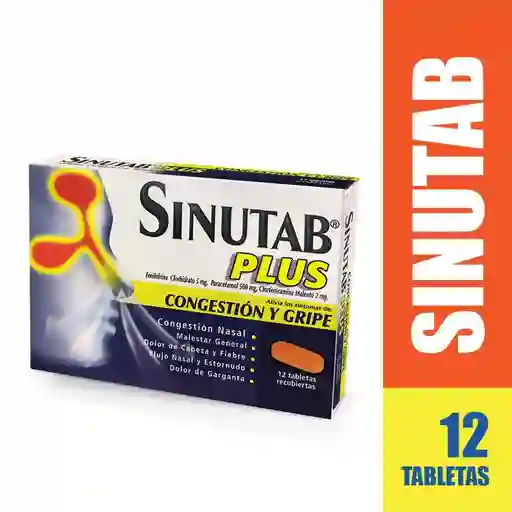Sinutab Plus Descongestionante Oral en Tabletas Recubierta 