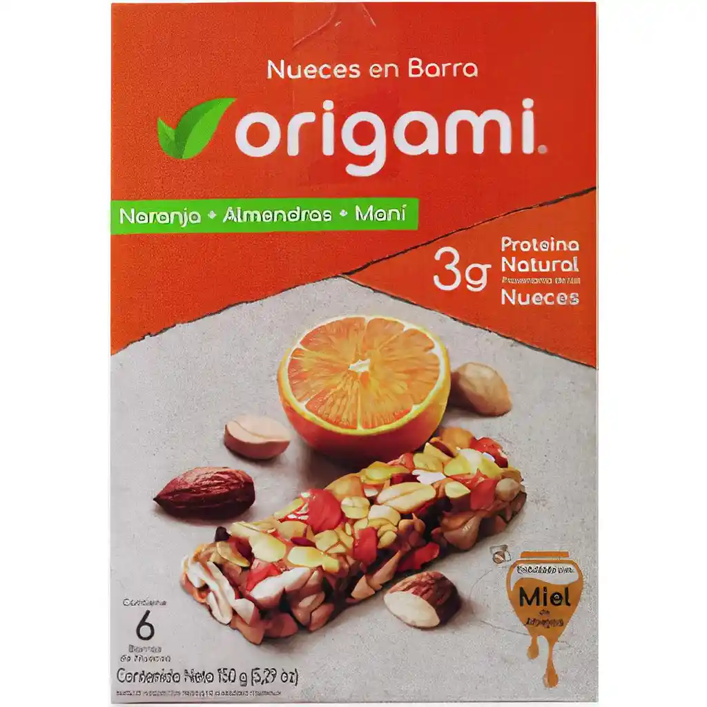 Origami Barra Nueces Mani Naranja