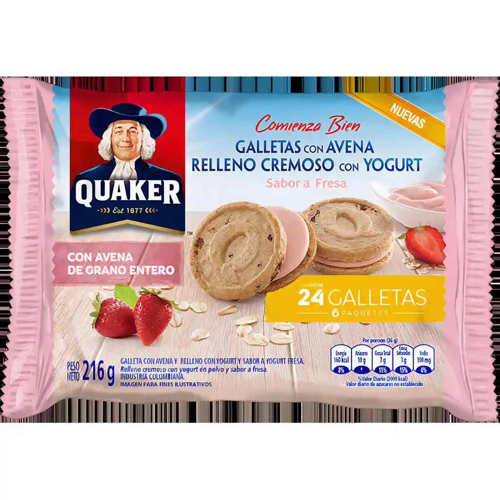 Quaker Galletas Sandwich Fresa Paquete