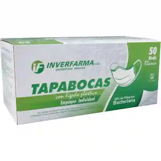 Inverfarma Tapabocas Elástico Blanco