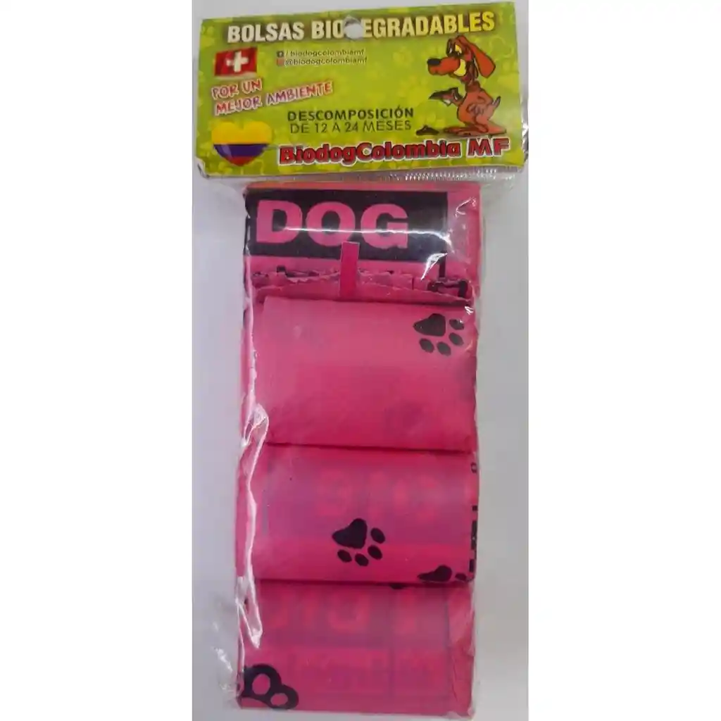 BOLSAS BIODEGRADABLES BIO DOG PAQUETE X 4 UND.