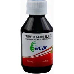 Ecar Trimetoprim Sulfa Bactericida (80 mg/400 mg) Suspensión Oral Sabor a Frambuesa
