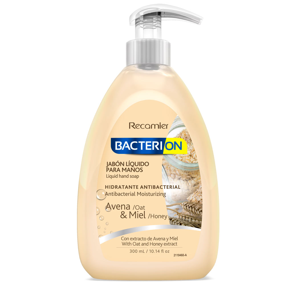 Bacterion Jabón Líquido Para Manos Avena y Miel Hidratante 300 ml