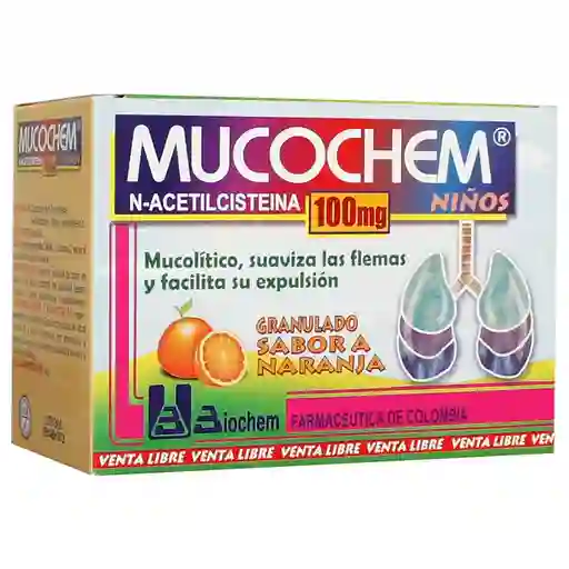 Mucochem Granulado Niños Sabor Naranja (100 mg)