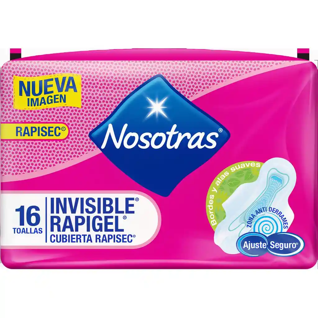 Nosotras Toallas Invisible Rapigel x 16 Unidades