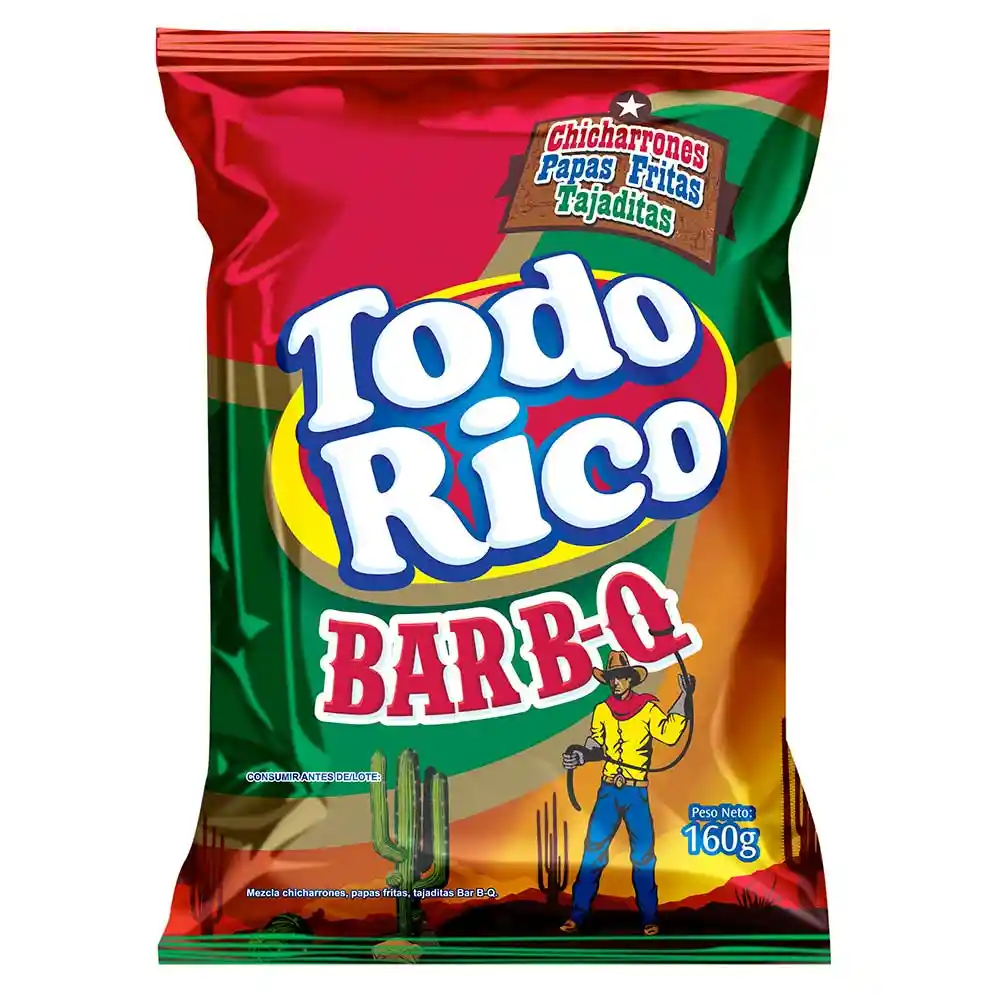 Todo Rico Mezcla de Chicharrones Papas Fritas y Tajaditas Bar BQ