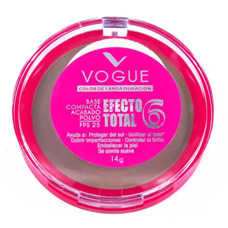 Vogue Base Compacta Acabado Polvo Efecto Total 6 Tono Trigo