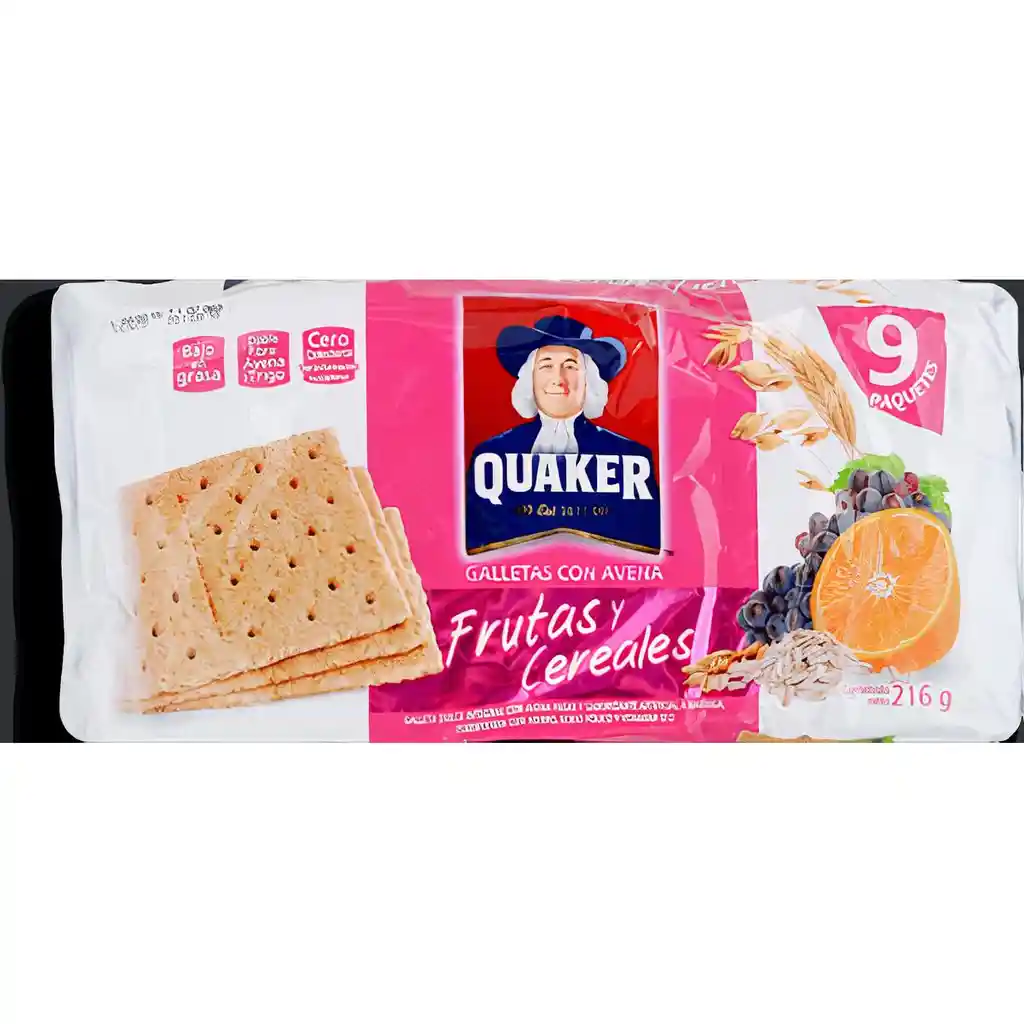 Quaker Galletas con Avena, Frutas y Cereales x 9 Unidades